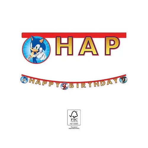 Sonic the Hedgehog Sega Sonic the Hedgehog Happy Birthday Banner FSC 2 m