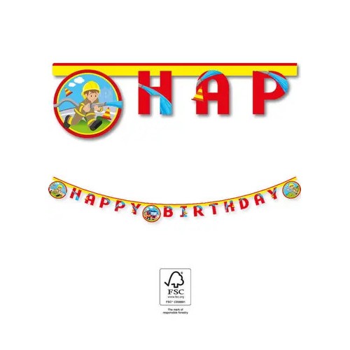Fireman Rescue Happy Birthday Sign FSC 2m