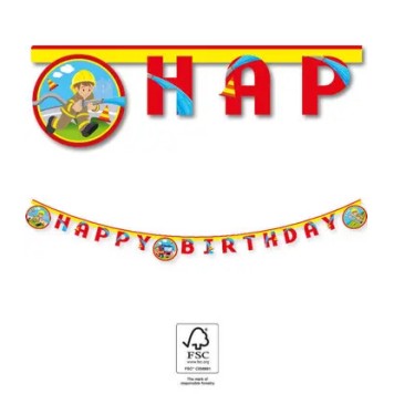 Fireman Rescue Happy Birthday Sign FSC 2m