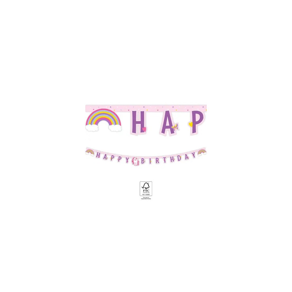 Unicorn Rainbow Colors Happy Birthday Sign FSC 2 m