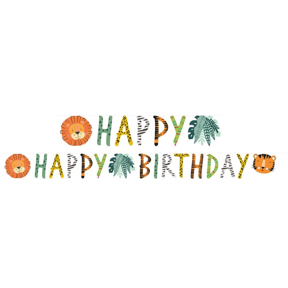 Animals Get Wild Wild Happy Birthday Sign 180 cm
