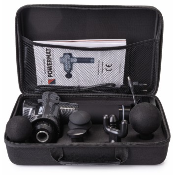 Masażer wibracyjny pistolet PM-MAS-1800BLM + 6 końcówek