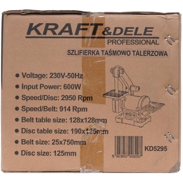 SZLIFIERKA TALERZOWO-TAŚMOWA 600W  2950 rpm KD5295
