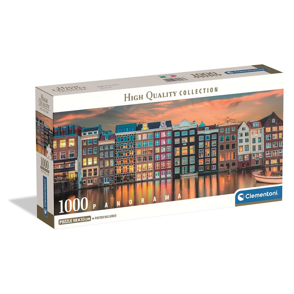 Cities Bright Amsterdam 1000 piece panoramic Compact puzzle Clementoni