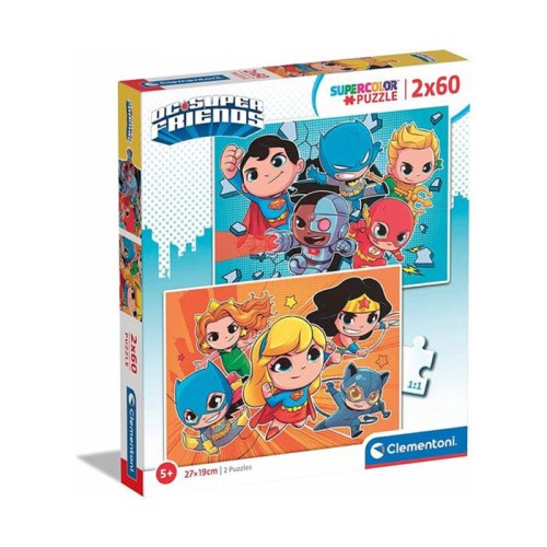 Jusice League Mini Friends DC Super Hero 2x60 pcs puzzle Clementoni