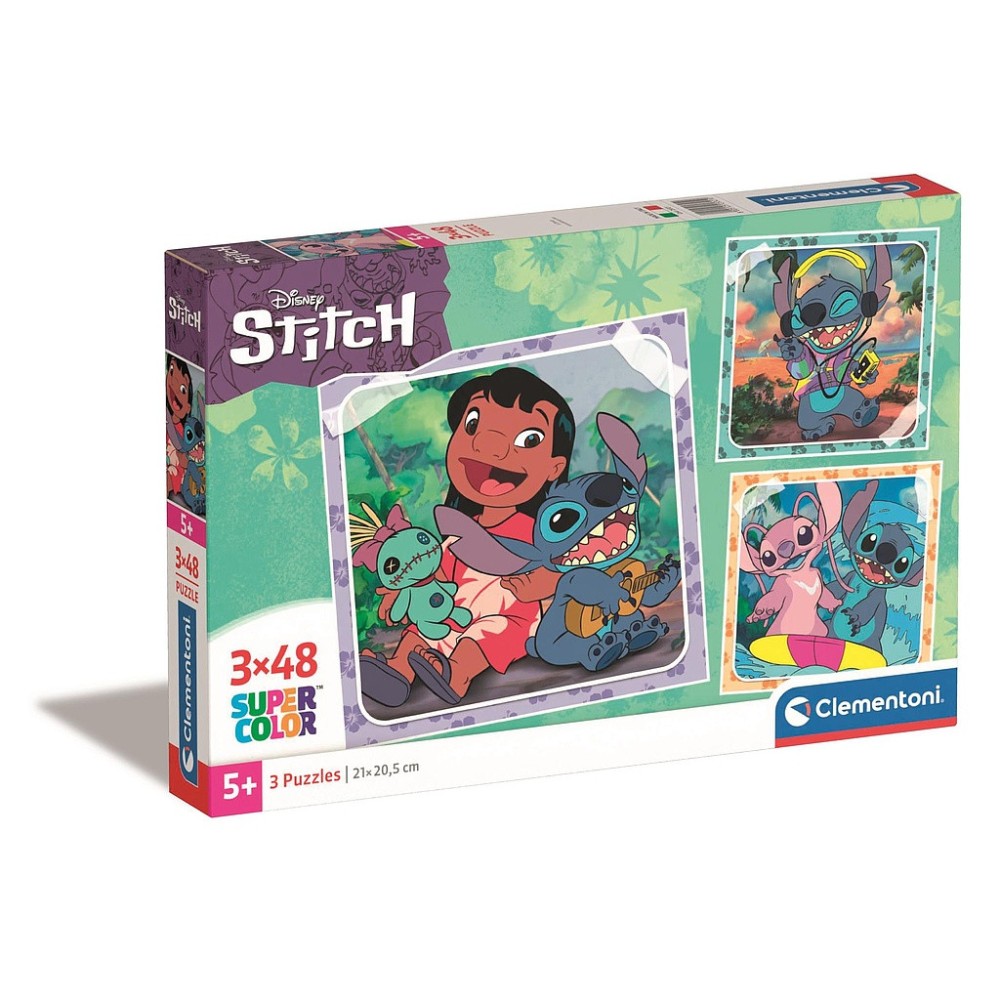 Disney Lilo and Stitch Music Playing the Guitar 3x48 pcs puzzle Clementoni