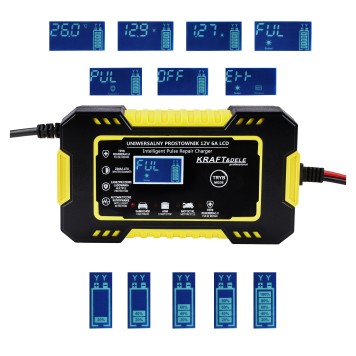 Automatyczny prostownik akumulatorowy LCD 12V / 6A KD1290