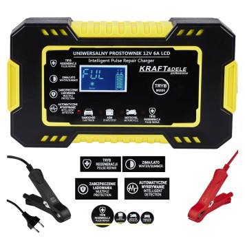 Automatyczny prostownik akumulatorowy LCD 12V / 6A KD1290