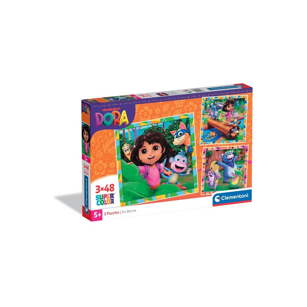 Dora the Explorer Jungle Quest Clementoni 3x48 Piece Puzzle