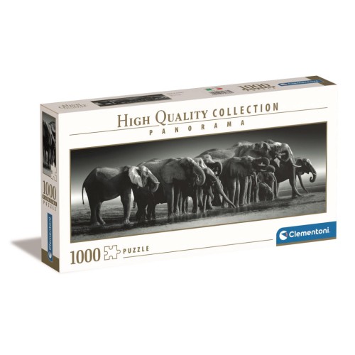 Elephant Herd of Giants 1000-piece panorama puzzle Clementoni