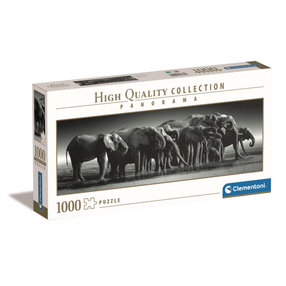 Elephant Herd of Giants 1000-piece panorama puzzle Clementoni