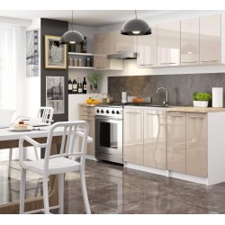 Szafka OLIWIA S60 3SZ + BLAT BIAŁA / CAPPUCCINO POŁYSK