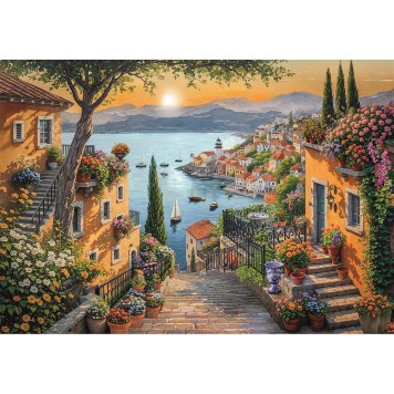 Cities Steps to Harbor Harbor 1500-piece puzzle Clementoni