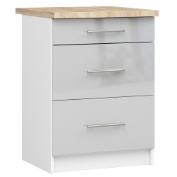 Szafka OLIWIA S60 3SZ + BLAT BIAŁA-METALIK POŁYSK
