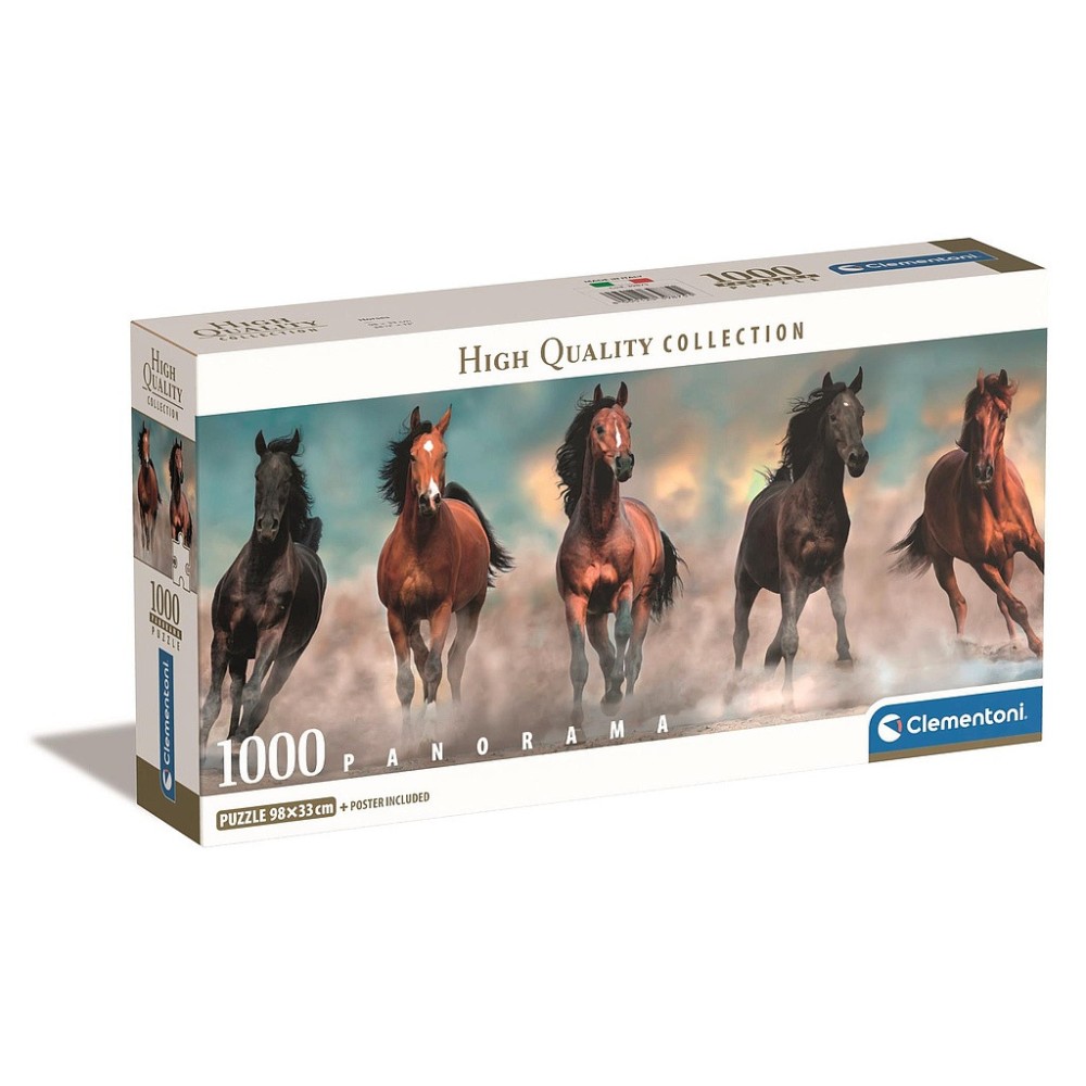 Animals Brown Horses Horse 1000 piece panorama puzzle Clementoni