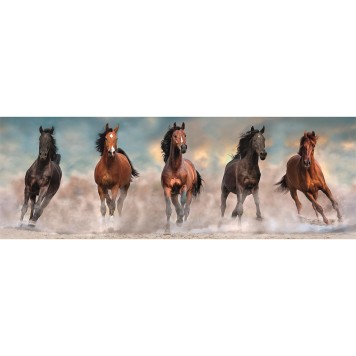 Animals Brown Horses Horse 1000 piece panorama puzzle Clementoni