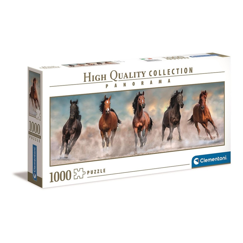 Animals Brown Horses Horse 1000-piece panorama puzzle Clementoni