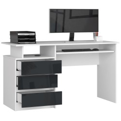BIURKO CLP 135cm BIAŁE / GRAFIT POŁYSK