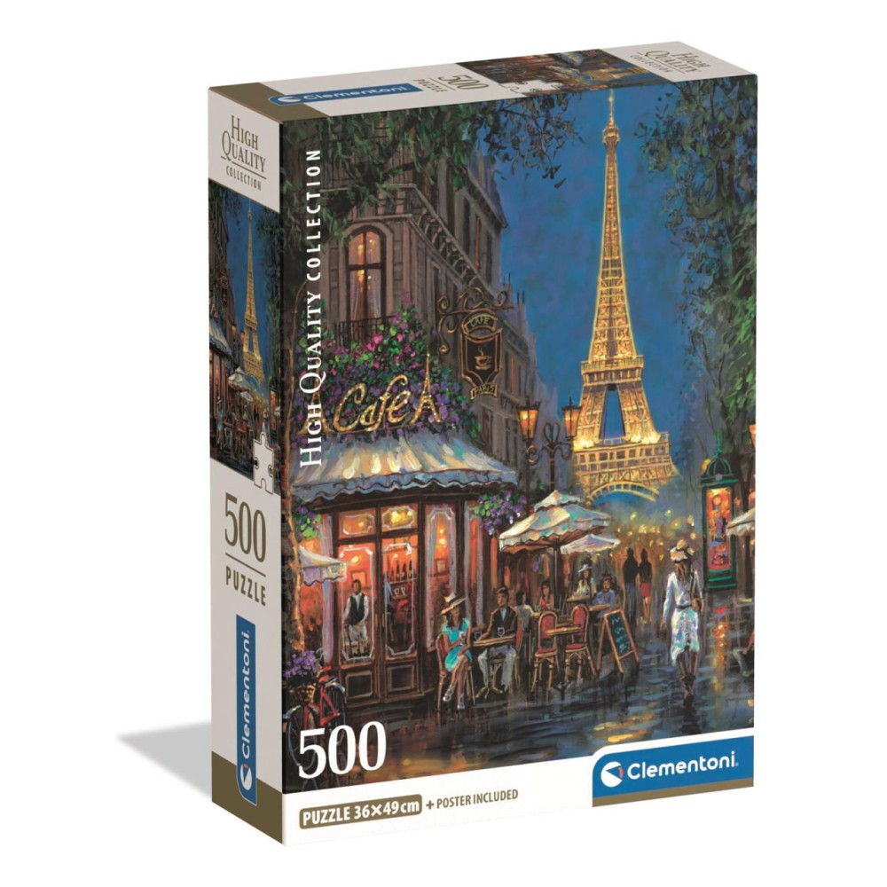 Cities Night at Eiffel Café Paris 500-piece Compact puzzle Clementoni