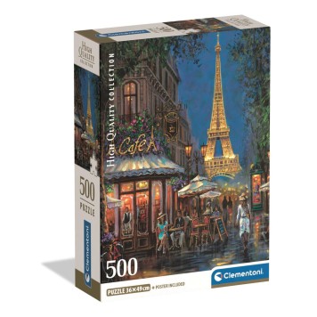 Cities Night at Eiffel Café Paris 500-piece Compact puzzle Clementoni