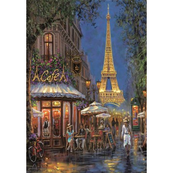Cities Night at Eiffel Café Paris 500-piece Compact puzzle Clementoni