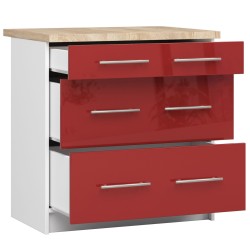 Szafka OLIWIA S80 3SZ + BLAT BIAŁA / CZERWONY POŁYSK