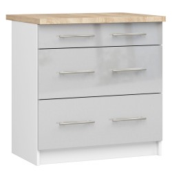 Szafka OLIWIA S80 3SZ + BLAT BIAŁA / METALIK POŁYSK