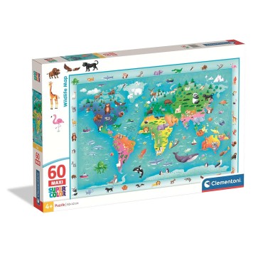 Animals Wildlife Map 60-piece maxi puzzle Clementoni