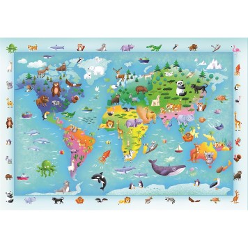 Animals Wildlife Map 60-piece maxi puzzle Clementoni
