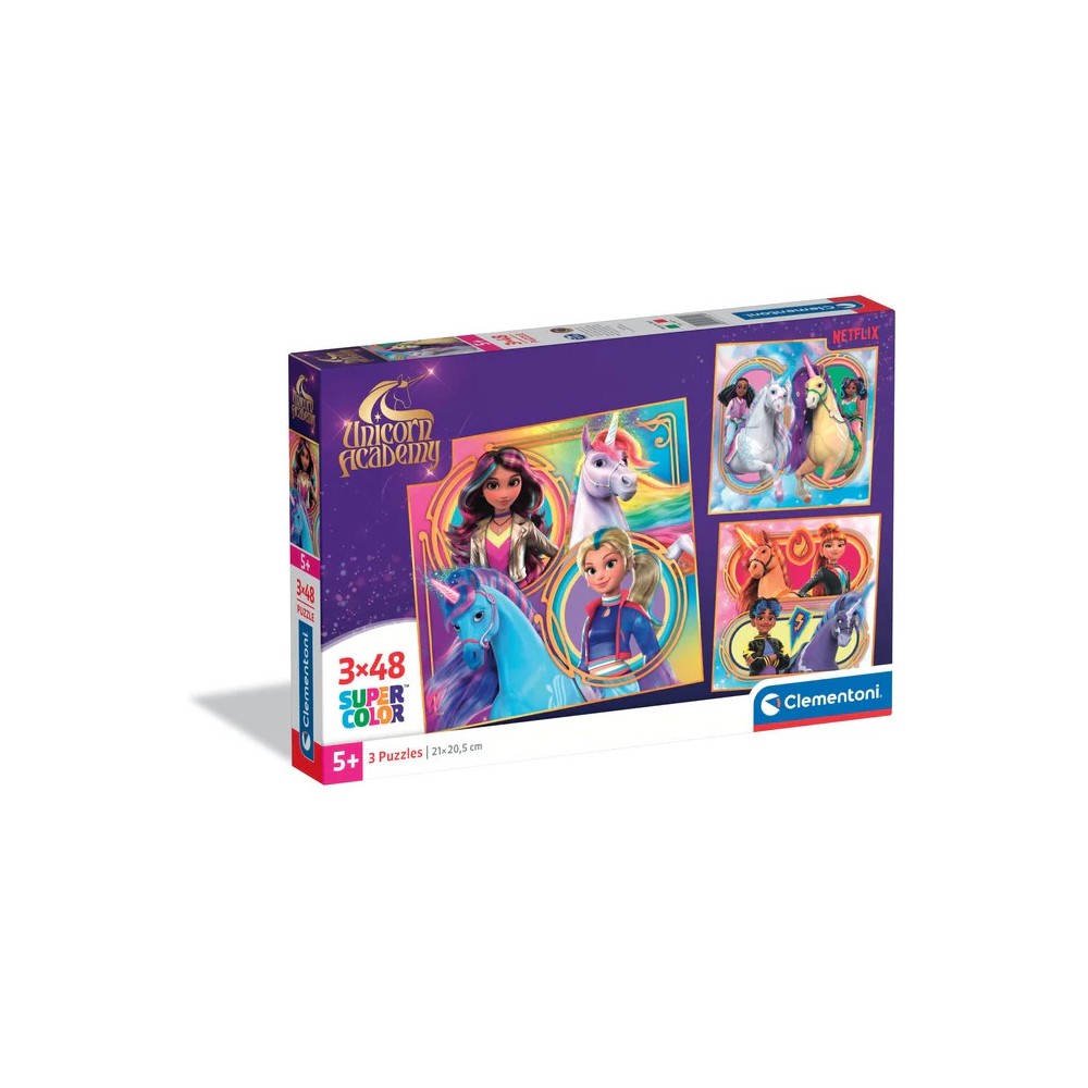 Unikornis Akadémia Riders 3x48 pieces puzzle Clementoni