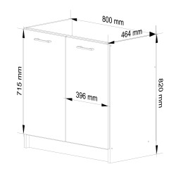 SZAFKA KUCHENNA POD ZLEWOZMYWAK OLIWIA S 80cm BIAŁA-CZERWONY POŁYSK