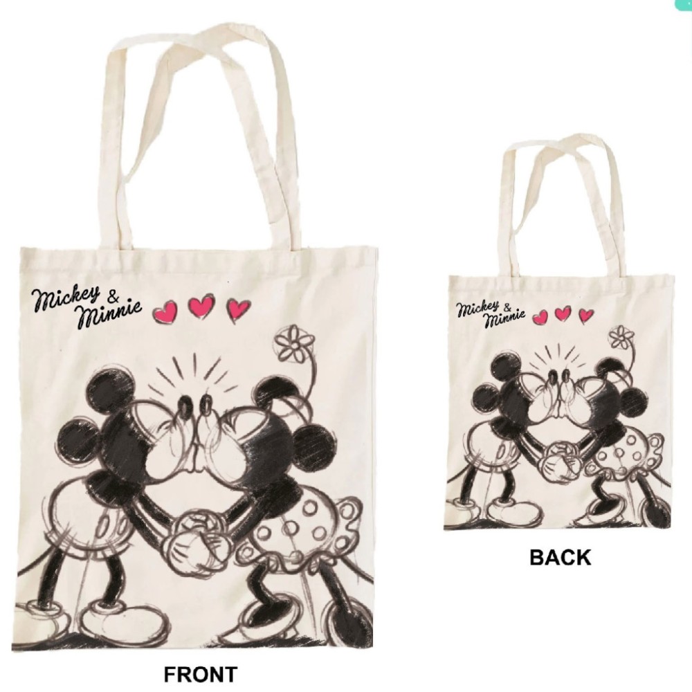 Disney Minnie  Mickey Kiss canvas shopping bag 44 cm