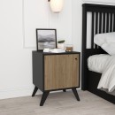 Table de chevet bois marron noir 40x40x55 cm