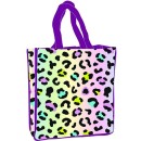 Leopard patterned holographic shopping bag 34 cm
