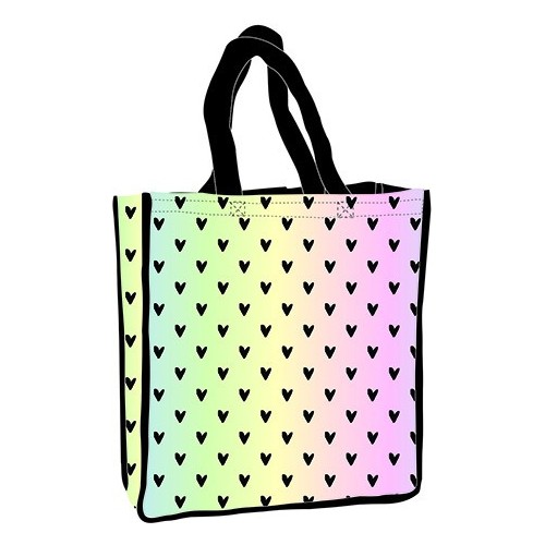 Colour Hearts holographic shopping bag 34 cm