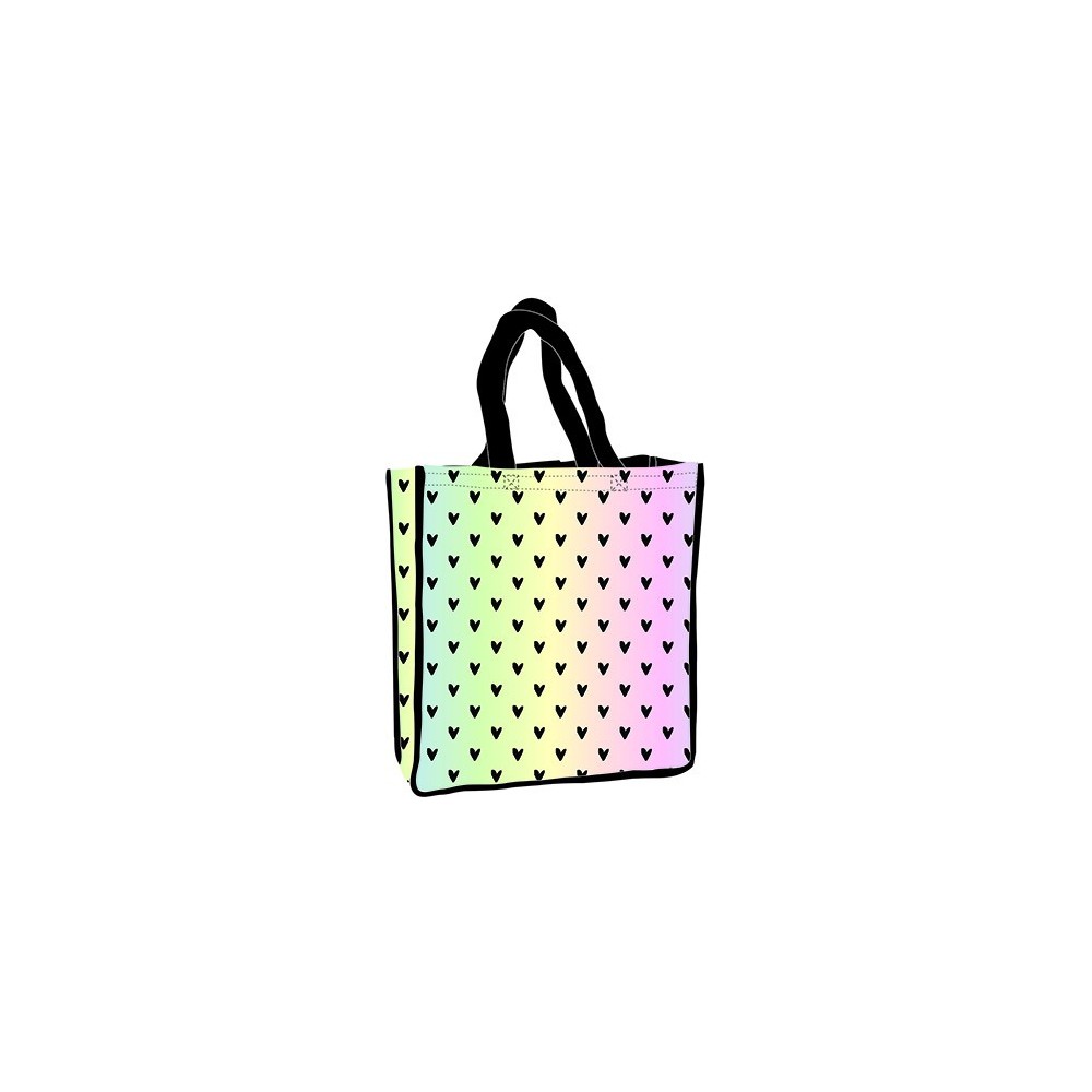 Colour Hearts holographic shopping bag 34 cm