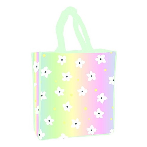 Flower White holographic shopping bag 34 cm
