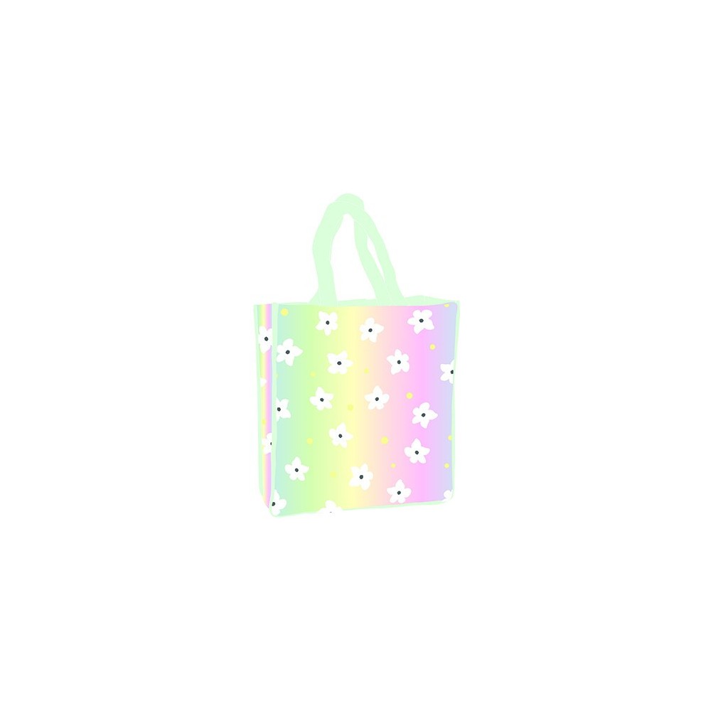 Flower White holographic shopping bag 34 cm