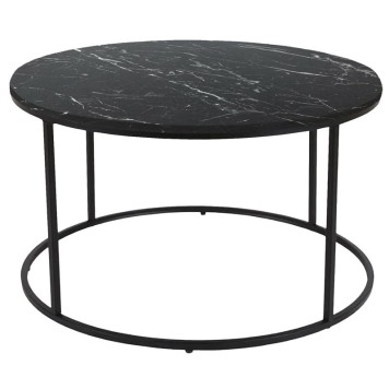 Table basse marbre noir pieds métal noir  60x42cm
