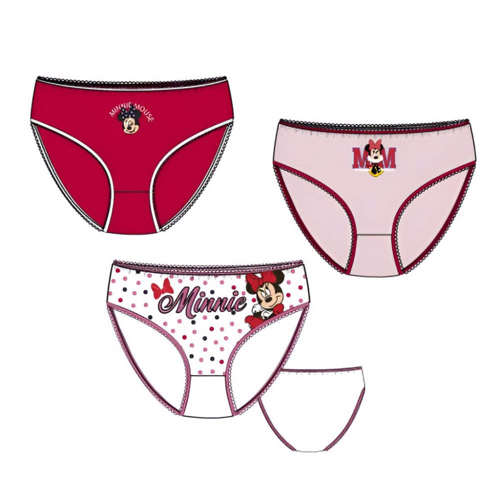 Disney Minnie Red children's underwear, 3-piece panty set