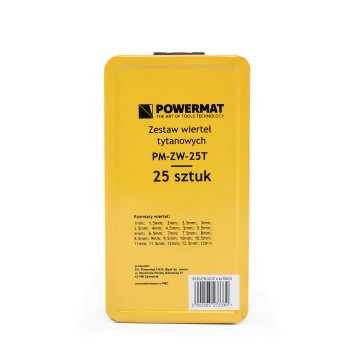 Zestaw wierteł (wiertła) TYTANOWE 25el. Powermat PM-ZW-25T