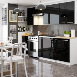 WISZĄCA SZAFKA KUCHENNA OLIWIA W 30cm BIAŁA-CZARNY POŁYSK H720