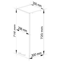 WISZĄCA SZAFKA KUCHENNA OLIWIA W 30cm BIAŁA-CZERWONY POŁYSK H720