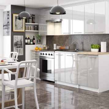 WISZĄCA SZAFKA KUCHENNA OLIWIA W 30cm BIAŁA-METALIK POŁYSK H720