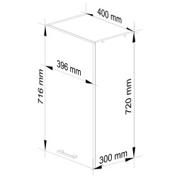 WISZĄCA SZAFKA KUCHENNA OLIWIA W 40cm BIAŁA-BIAŁY POŁYSK H720