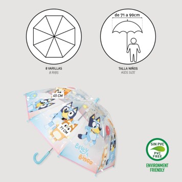 Bluey Bingo children's transparent umbrella Ø71 cm
