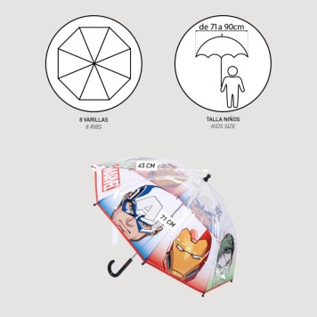 Avengers children's transparent umbrella Ø71 cm