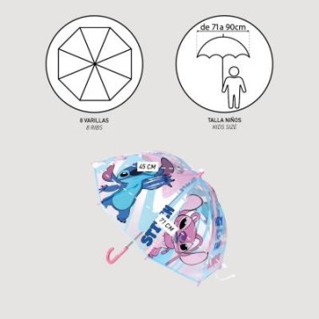 Disney Lilo and Stitch Angel kids transparent umbrella Ø71 cm