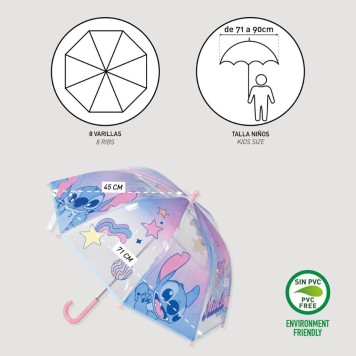 Disney Lilo and Stitch Universe children's transparent umbrella Ø71 cm