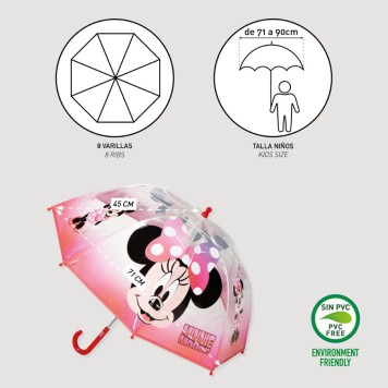 Disney Minnie  Cheerful children's transparent umbrella Ø71 cm